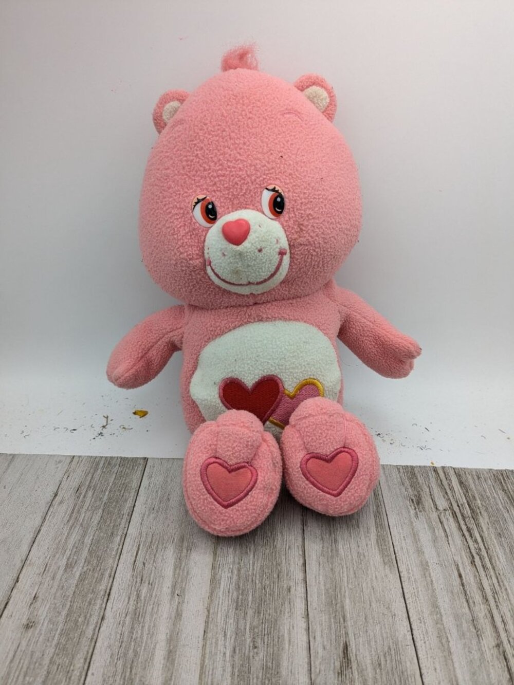 Care Bears Pink Love A Lot Bear 14" Plush 2005 Just Play Hearts Stuffed Toy